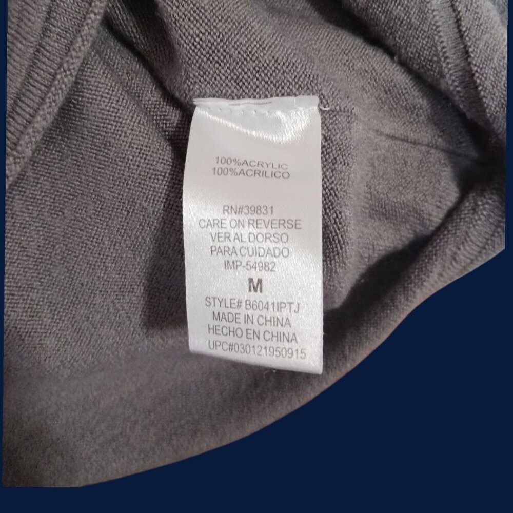 Democracy Vtg Hooded Knit Pullover Sweater W/ Kangaroo Pocket Gray Medium - Picture 7 of 9